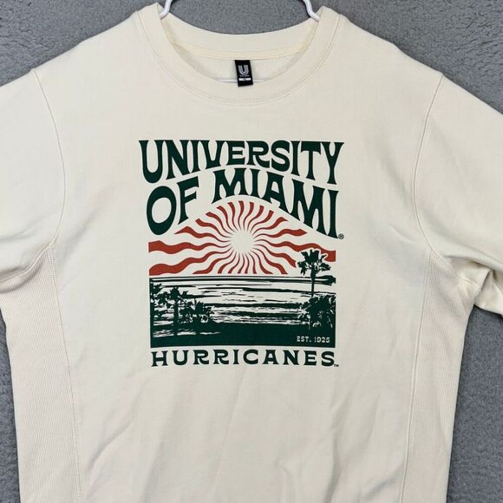 Miami Hurricanes Crew Neck Sweatshirt Adult XL Cream Pullover Sweater Men Uscape